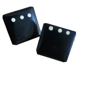 Vintage totally 80's/90s square black enamel & White polka dot post earrings